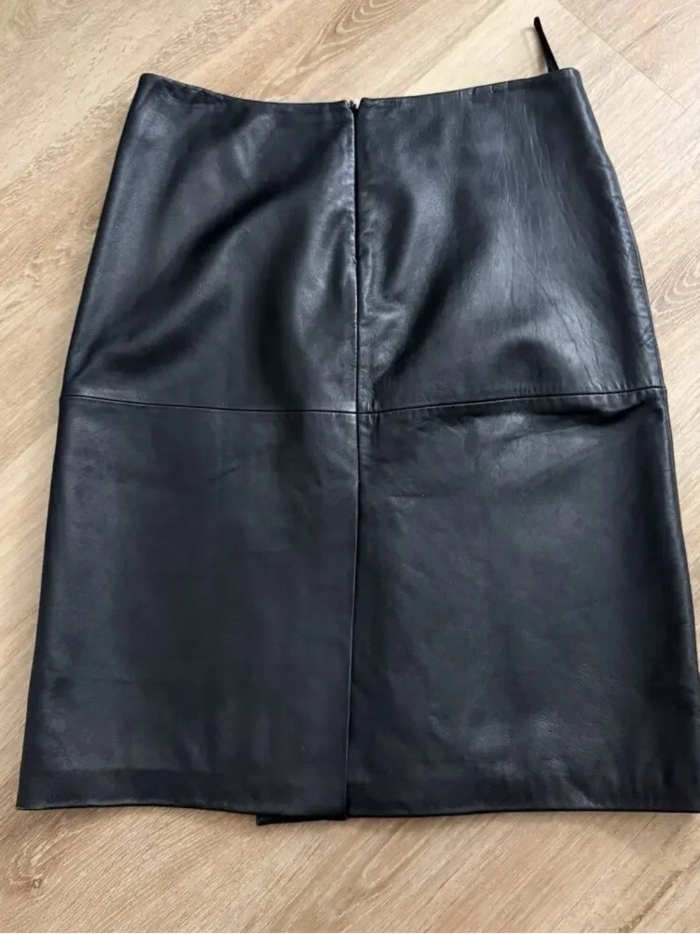 Classic Black Leather A-Line Skirt